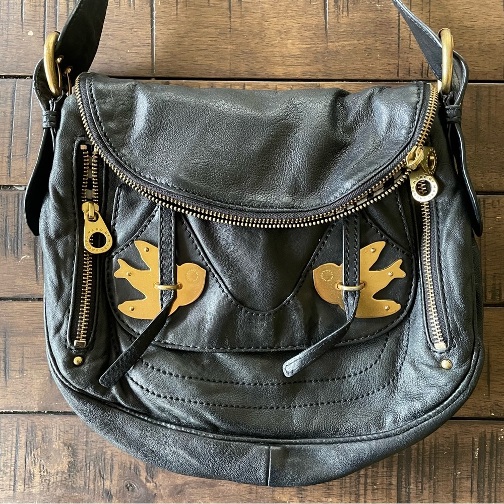 Marc by Marc Jacobs Petal to the Metal Natasha black leather handbag.